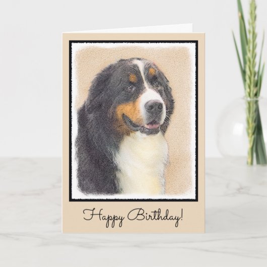 Bernese Mountain Dog Painting - Original Dog Art Kaart (Voorkant)