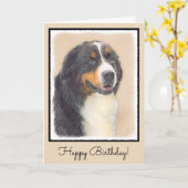 Bernese Mountain Dog Painting - Original Dog Art Kaart (Gele Bloem)