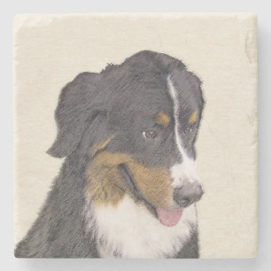 Bernese Mountain Dog Painting - Original Dog Art Stenen Onderzetter
