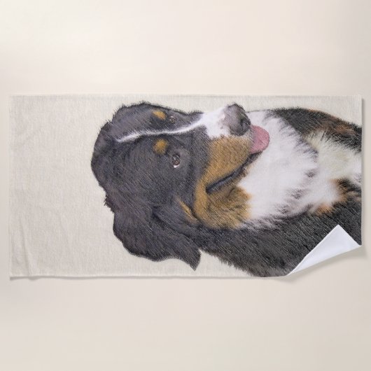 Bernese Mountain Dog Painting - Original Dog Art Strandlaken (Voorkant)