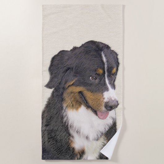 Bernese Mountain Dog Painting - Original Dog Art Strandlaken (Voorkant)