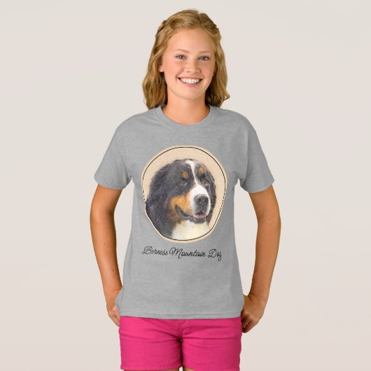 Bernese Mountain Dog Painting - Original Dog Art T T-shirt (Voorkant volledig)