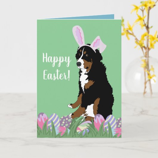  Bernese Mountain Dog Pasen Kaart (Gele Bloem)