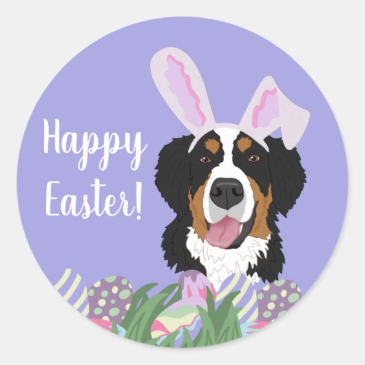 Bernese Mountain Dog Pasen Ronde Sticker (Voorkant)