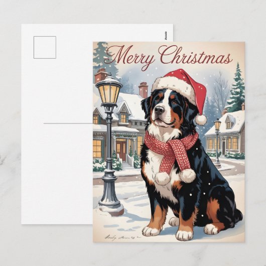 Bernese mountain dog personalized Christmas  Feestdagenkaart (Voorkant / Achterkant)