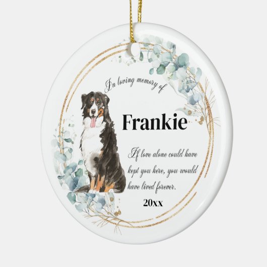 Bernese Mountain Dog Pet Memorial Keramisch Ornament (Links)