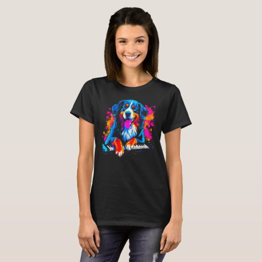 Bernese Mountain Dog Piano T-shirt (Voorkant volledig)