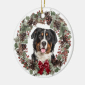 Bernese Mountain Dog Pinecone Wreath Persoonlijk Keramisch Ornament (Links)