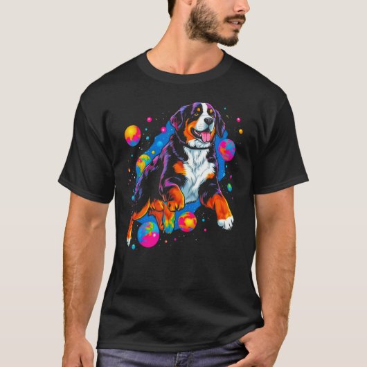 Bernese Mountain Dog Planet Space T-shirt (Voorkant)