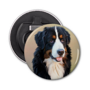 Bernese Mountain Dog Portrait Button Flesopener