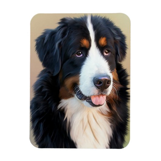 Bernese Mountain Dog Portrait Magneet (Verticaal)