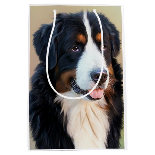 Bernese Mountain Dog Portrait Medium Cadeauzakje (Voorkant)