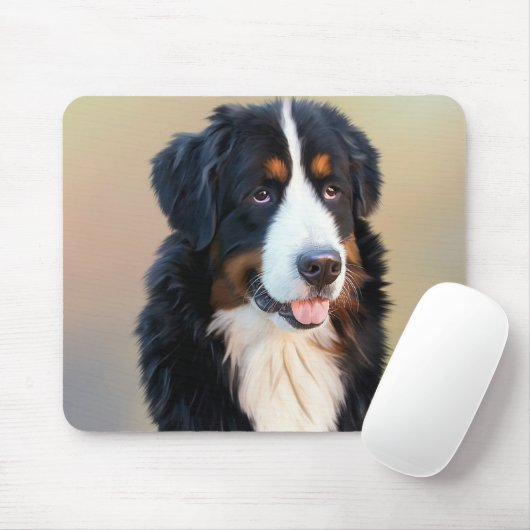 Bernese Mountain Dog Portrait Muismat (Met muis)