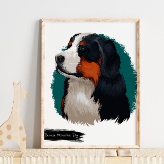 Bernese Mountain Dog Portrait | Pet Portret Poster