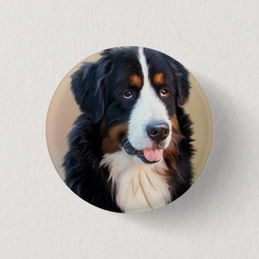 Bernese Mountain Dog Portrait Ronde Button 3,2 Cm (Voorkant)