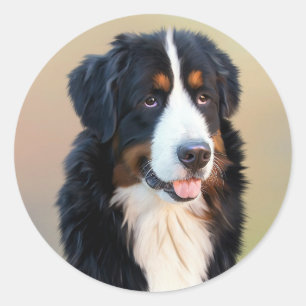 Bernese Mountain Dog Portrait Ronde Sticker