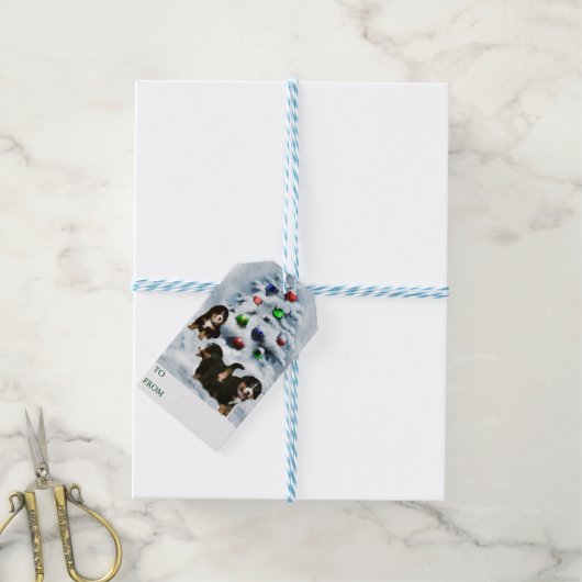 Bernese Mountain Dog Puppies kerstcadeaus Cadeaulabel (Met Touw)