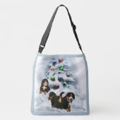 Bernese Mountain Dog Puppies Kerstmis Crossbody Tas (Achterkant)