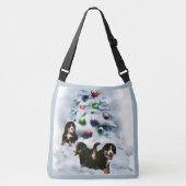 Bernese Mountain Dog Puppies Kerstmis Crossbody Tas (Voorkant)