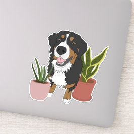 Bernese Mountain Dog Puppy and Planten Sticker
