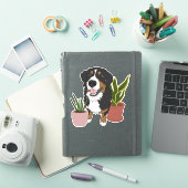 Bernese Mountain Dog Puppy and Planten Sticker (iPad Cover)