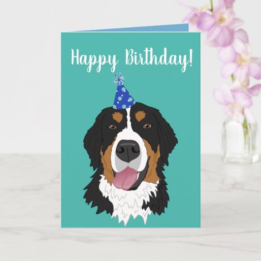 Bernese Mountain Dog Puppy Birthday Kaart (Orchidee)