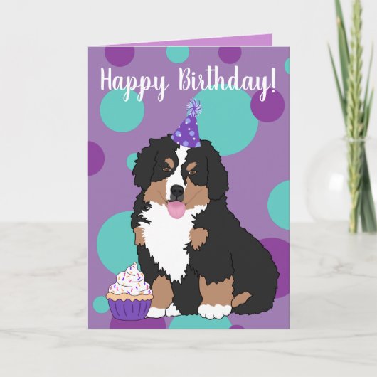 Bernese Mountain Dog Puppy Birthday Kaart (Voorkant)