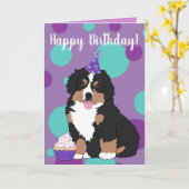 Bernese Mountain Dog Puppy Birthday Kaart (Gele Bloem)