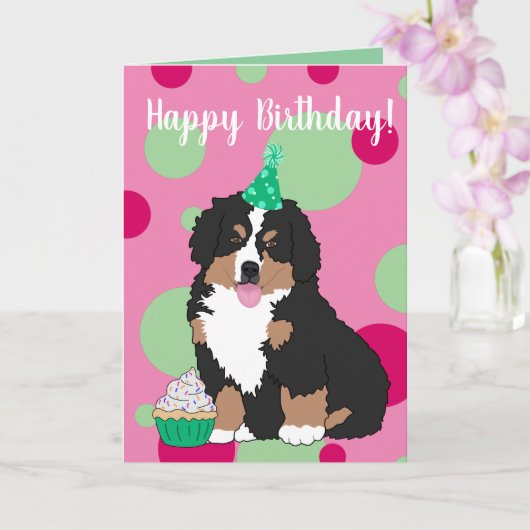 Bernese Mountain Dog Puppy Birthday Kaart (Orchidee)