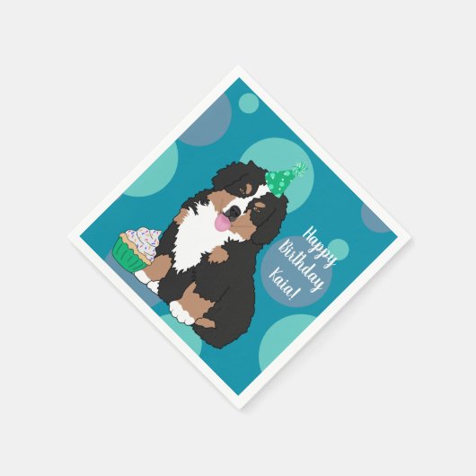 Bernese Mountain Dog Puppy Birthday Napkins Servet (Hoek)