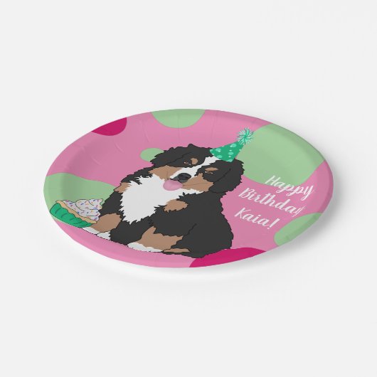 Bernese Mountain Dog Puppy Birthday Papieren Bordje (Gekanteld)