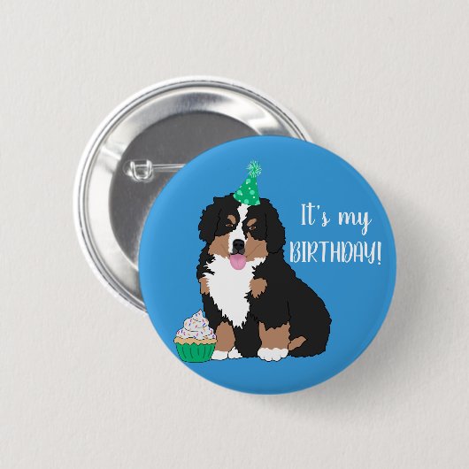 Bernese Mountain Dog Puppy Birthday Ronde Button 5,7 Cm (Voorkant /achterkant)