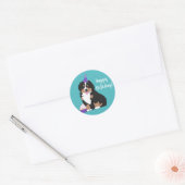 Bernese Mountain Dog Puppy Birthday Ronde Sticker (Envelop)