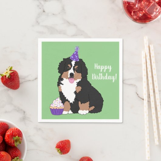 Bernese Mountain Dog Puppy Birthday Servet (Insitu)