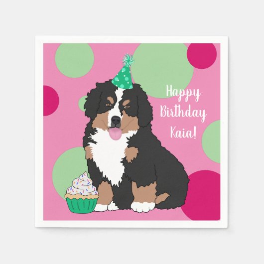 Bernese Mountain Dog Puppy Birthday Servet (Voorkant)