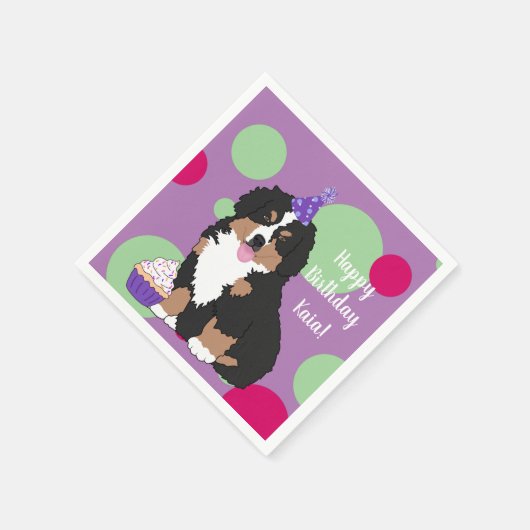 Bernese Mountain Dog Puppy Birthday Servet (Hoek)