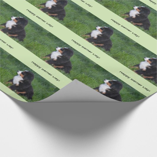 Bernese Mountain Dog Puppy Birthday Wrapping Paper Cadeaupapier (Hoek)