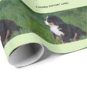 Bernese Mountain Dog Puppy Birthday Wrapping Paper Cadeaupapier (Rol Hoek)