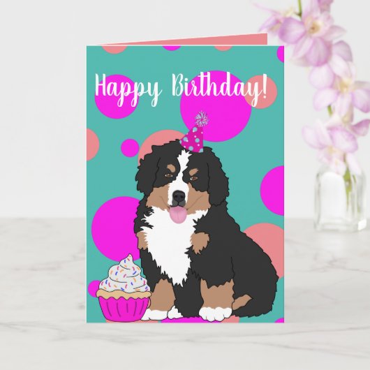 Bernese Mountain Dog Puppy Kaart (Orchidee)