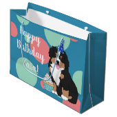 Bernese Mountain Dog Puppy Large Gift Bag Groot Cadeauzakje (Voorkant Gekanteld)