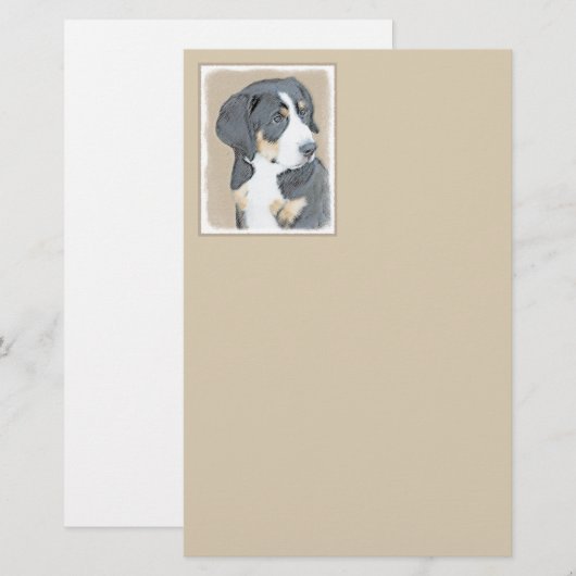 Bernese Mountain Dog Puppy Painting - Originele Ku Briefpapier (Voorkant / Achterkant)