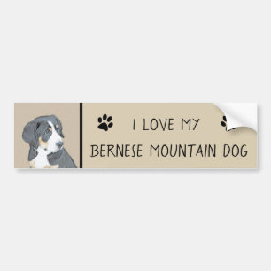 Bernese Mountain Dog Puppy Painting - Originele Ku Bumpersticker
