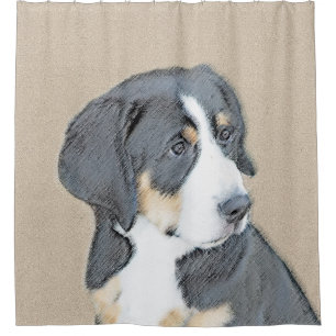 Bernese Mountain Dog Puppy Painting - Originele Ku Douchegordijn