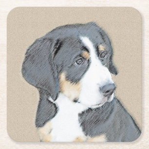 Bernese Mountain Dog Puppy Painting - Originele Ku Kartonnen Onderzetters