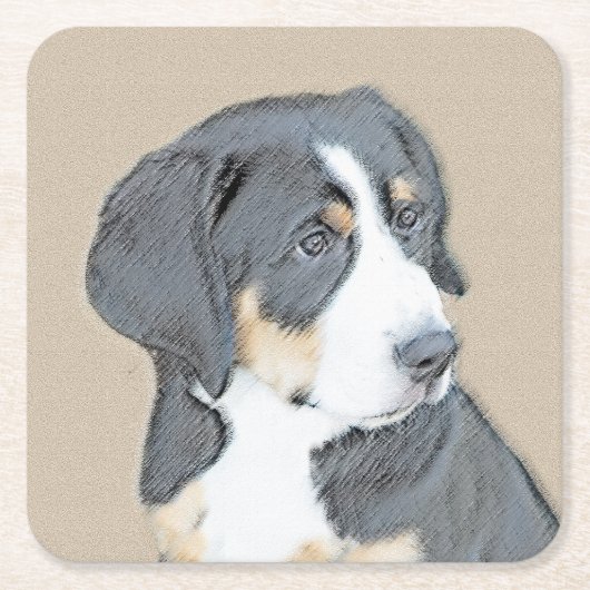 Bernese Mountain Dog Puppy Painting - Originele Ku Kartonnen Onderzetters (Voorkant)