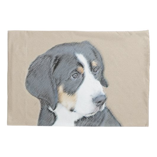 Bernese Mountain Dog Puppy Painting - Originele Ku Kussensloop (Achterkant)