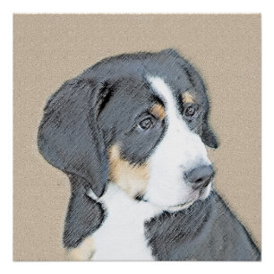 Bernese Mountain Dog Puppy Painting - Originele Ku Poster