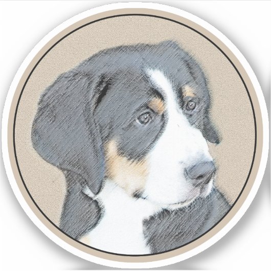 Bernese Mountain Dog Puppy Painting - Originele Ku Sticker (Voorkant)