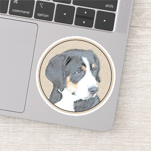 Bernese Mountain Dog Puppy Painting - Originele Ku Sticker (Detail)