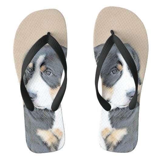 Bernese Mountain Dog Puppy Painting - Originele Ku Teenslippers (Voetbed)